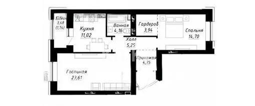 Продажа 2-комнатной квартиры, 69.17 м² в Астане