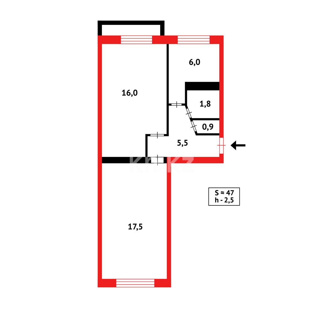 Продажа 2-комнатной квартиры, 47 м² в Караганде - фото 8