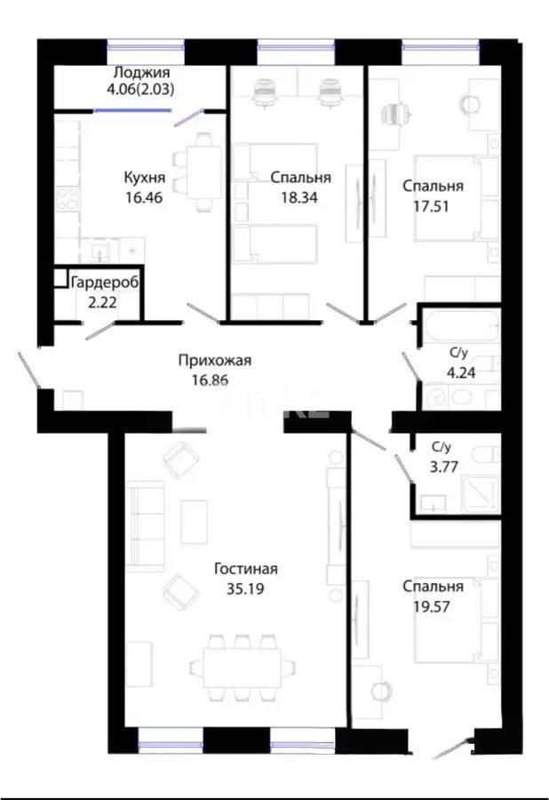 Продажа 4-комнатной квартиры, 136.6 м², ул. Жошы хана, дом  17 - Продажа  четырехкомнатных квартир в Астане без посредников с фото фото 1 из 1