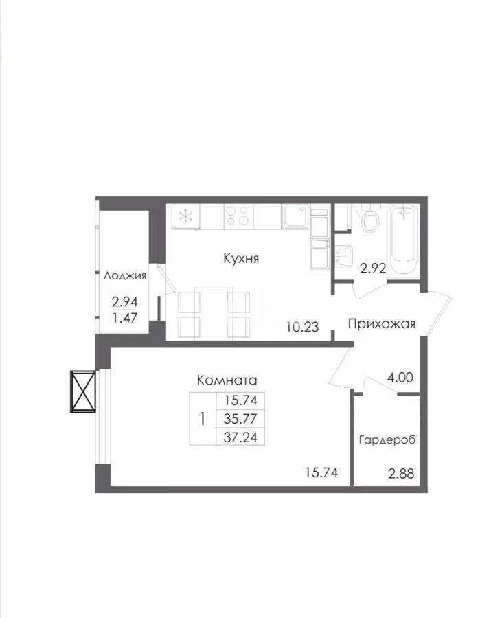Продажа 1-комнатной квартиры, 37 м², ул. Е-117, дом  45 стр - Продажа  однокомнатных квартир в Астане с фото фото 2 из 2