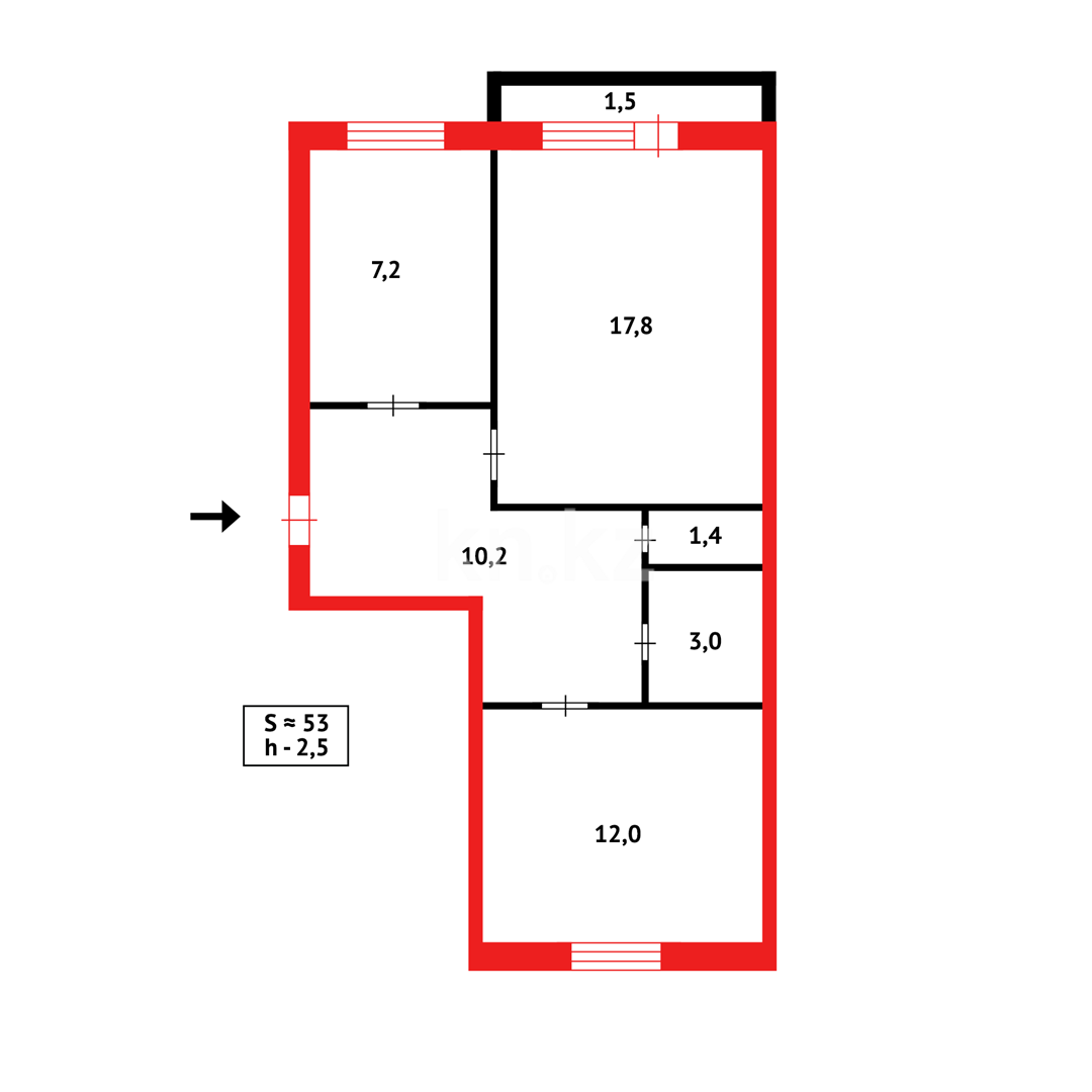 Продажа 2-комнатной квартиры, 53 м² - Продажа  двухкомнатных квартир в Караганде фото 17 из 17