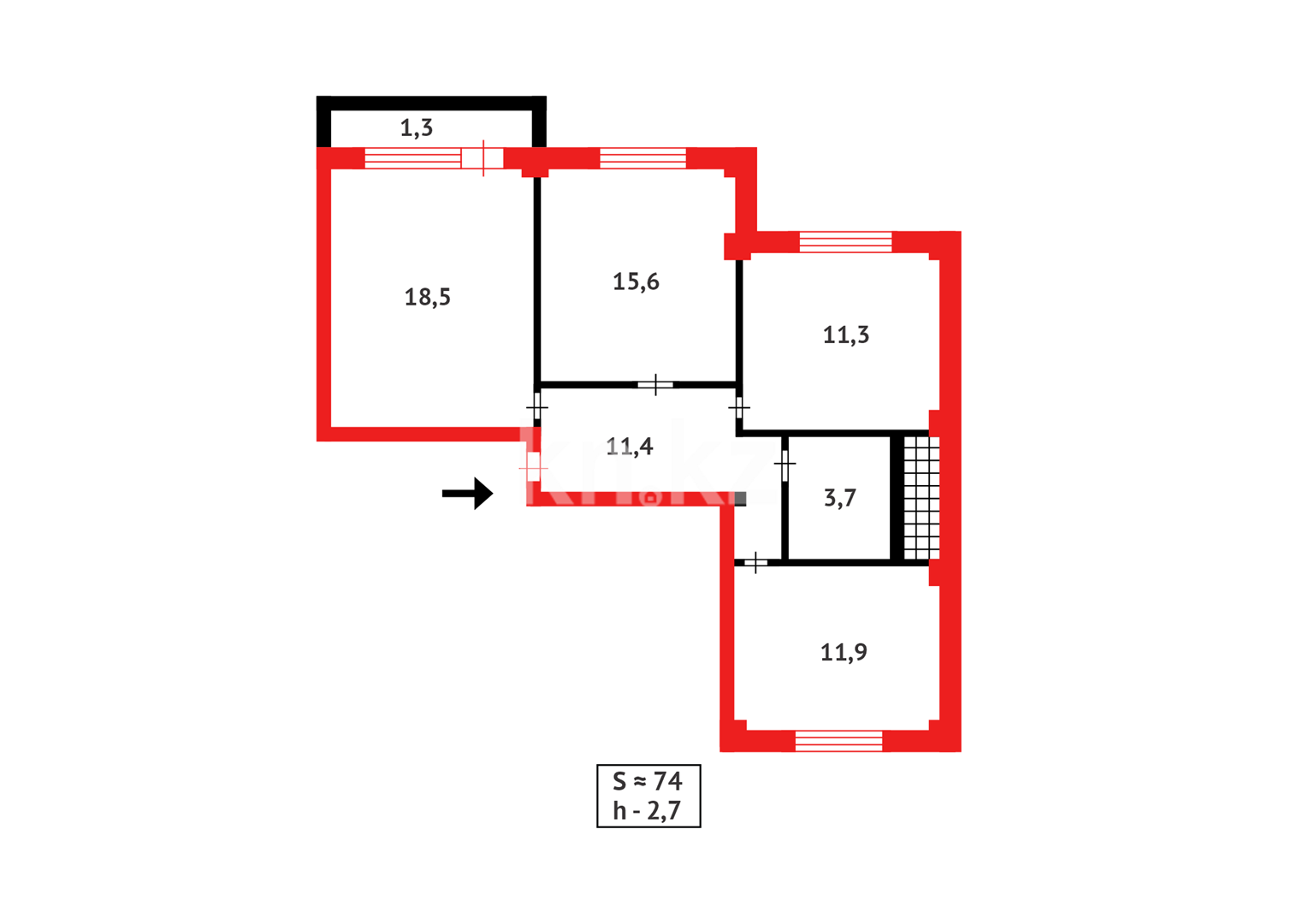Продажа 3-комнатной квартиры, 73 м², мкр-н Голубые Пруды в Караганде - фото 16