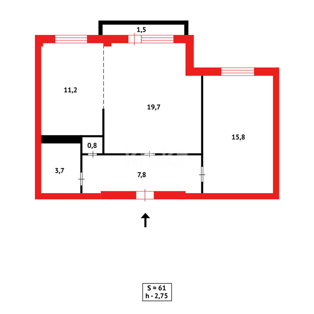 Продажа 2-комнатной квартиры, 62 м², ул. Сарыарка - Продажа  двухкомнатных квартир в Караганде фото 21 из 21