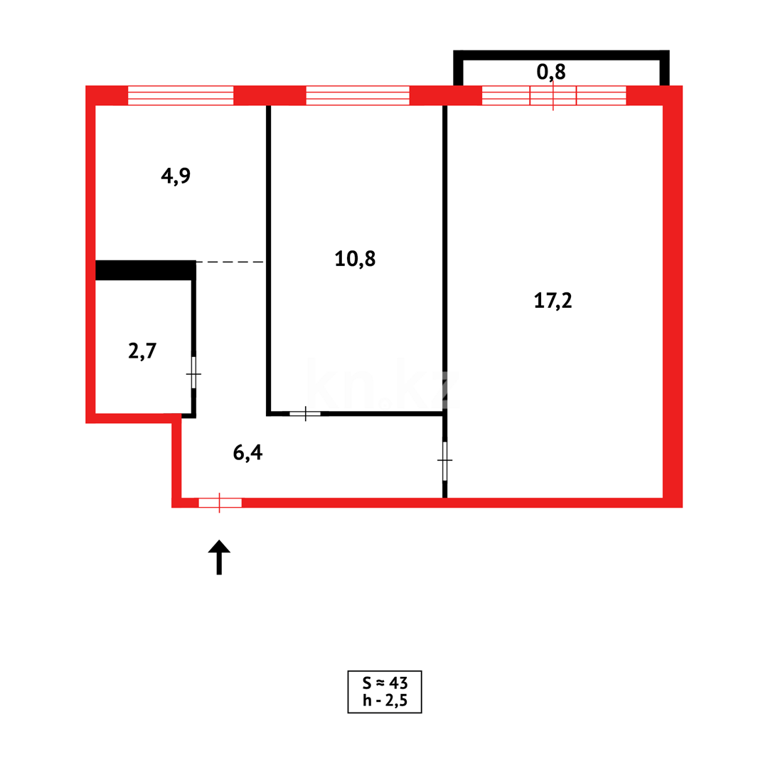 Продажа 2-комнатной квартиры, 43 м² - Продажа двухкомнатных квартир в панельном доме в Казахстане фото 10 из 10
