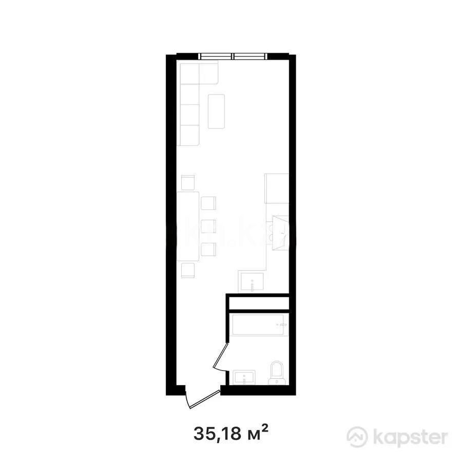 Продажа 1-комнатной квартиры, 36.36 м², ул. Момышулы, дом  100 стр - Продажа  однокомнатных квартир в Алматы фото 1 из 1