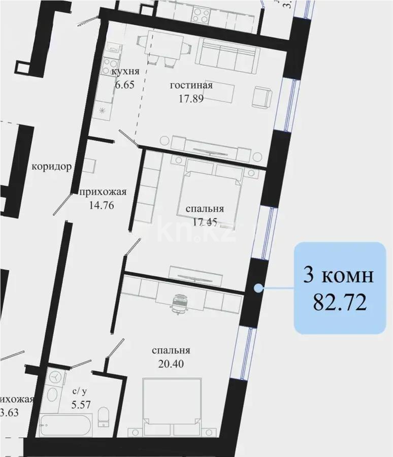 Продажа 3-комнатной квартиры, 83 м², ул. Жошы хана, дом  17 - Продажа  трехкомнатных квартир в Астане фото 1 из 1