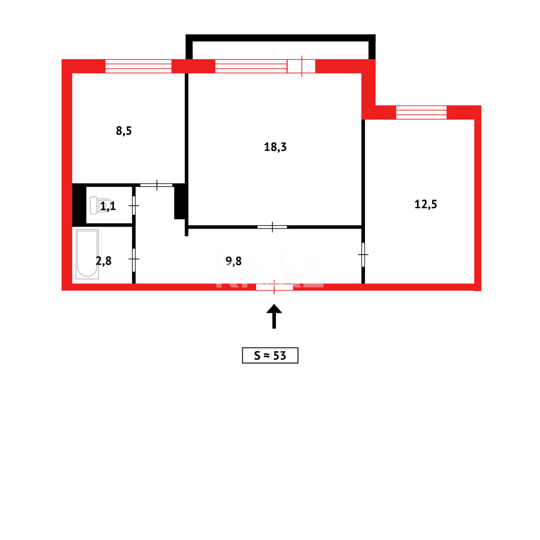 Продажа 2-комнатной квартиры, 52 м², мкр-н Восток-3, дом  16 в Караганде - фото 12