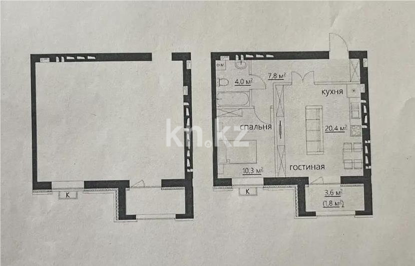 Продажа 1-комнатной квартиры, 46 м² в Караганде