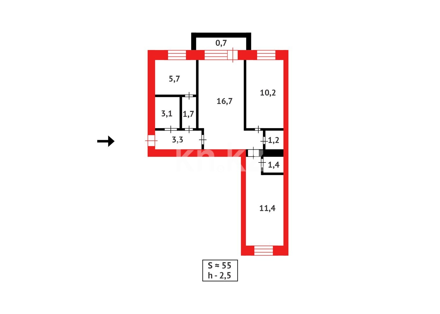 Продажа 3-комнатной квартиры, 55 м² в Караганде - фото 8