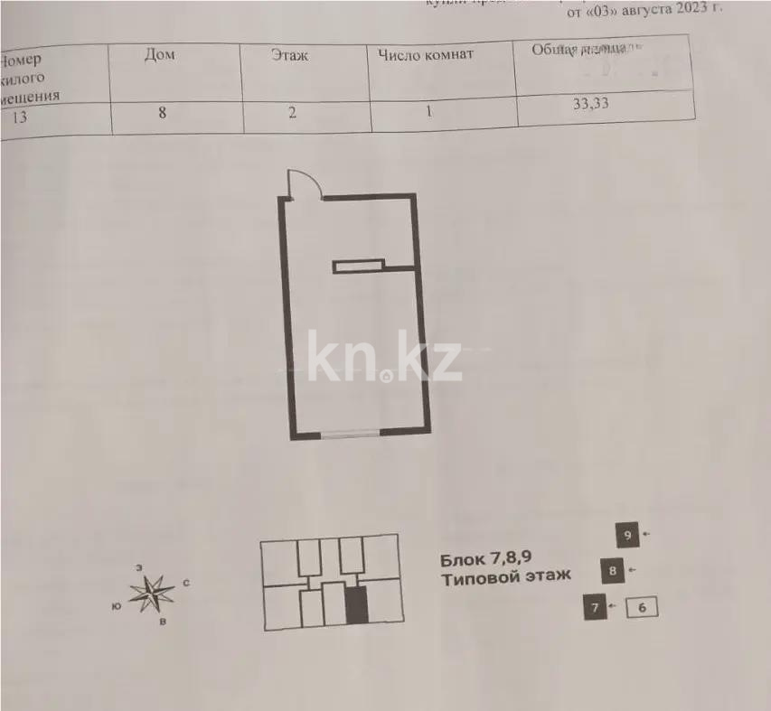 Продажа 1-комнатной квартиры, 33.33 м², ул. Сыбызгы, дом  100 стр - Продажа квартир в Алматы фото 1 из 1