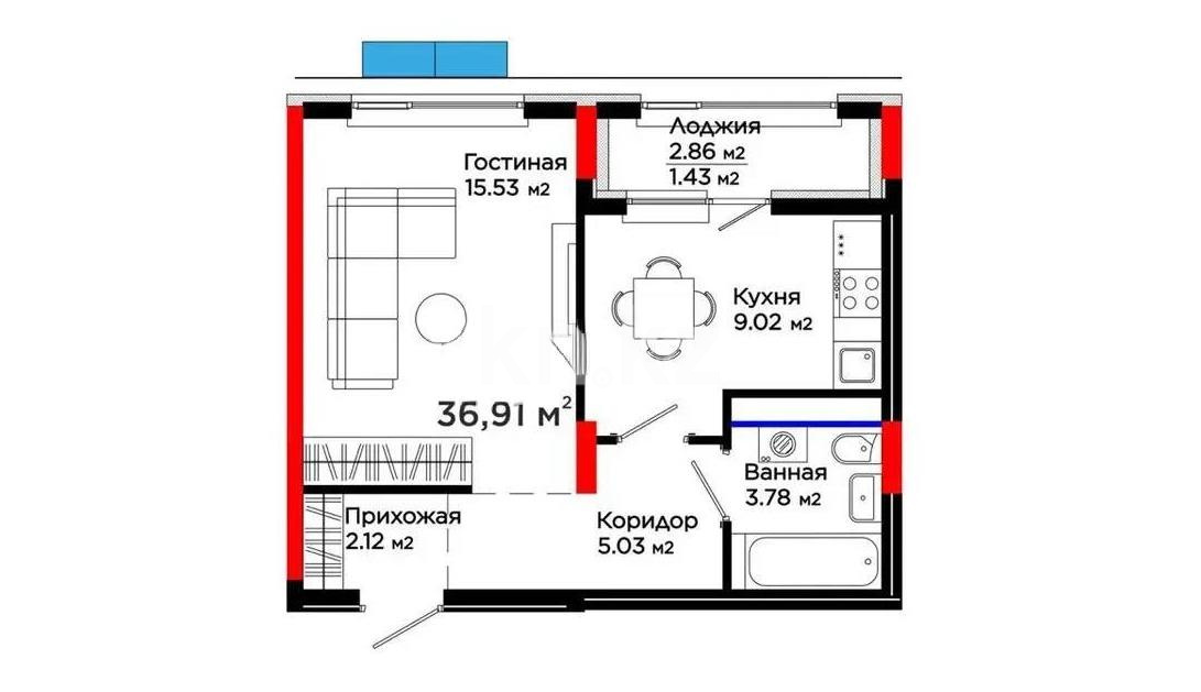 Продажа 1-комнатной квартиры, 36.91 м² - Продажа квартир в новостройках Астаны без посредников с фото - страница 17 фото 1 из 1