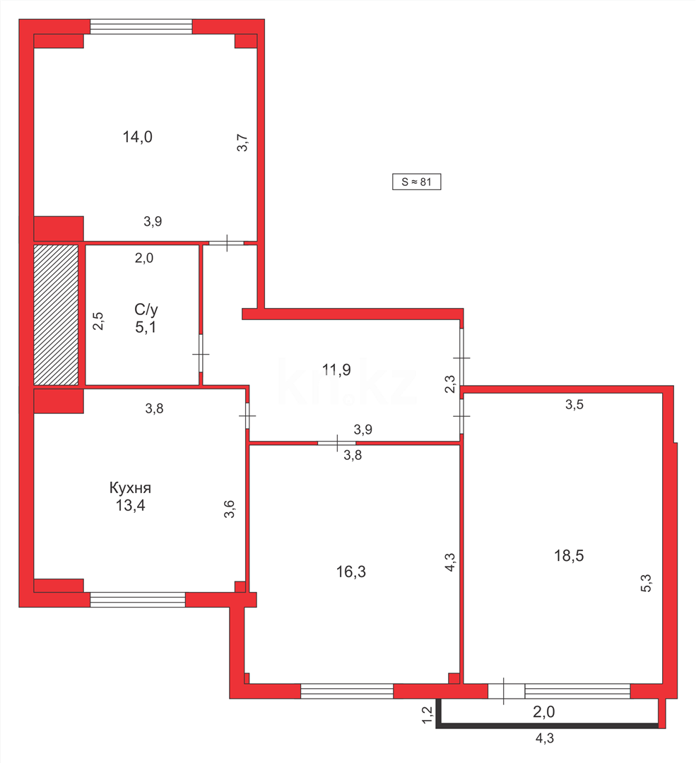Продажа 3-комнатной квартиры, 81 м², ул. Сарыарка - Продажа квартир в Караганде фото 21 из 21
