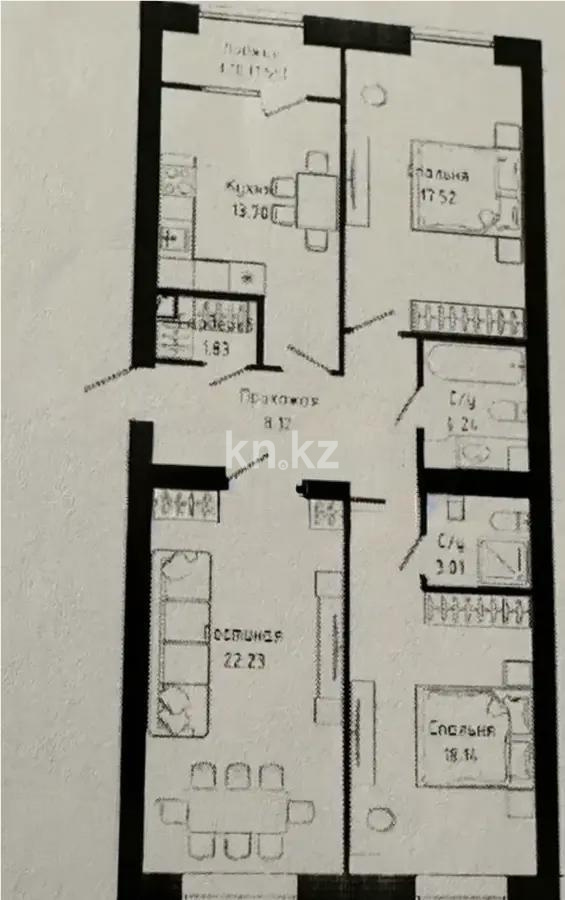 Продажа 3-комнатной квартиры, 90.1 м², ул. Нажимеденова, дом  30/1 - Продажа  трехкомнатных квартир в Астане с фото фото 1 из 1