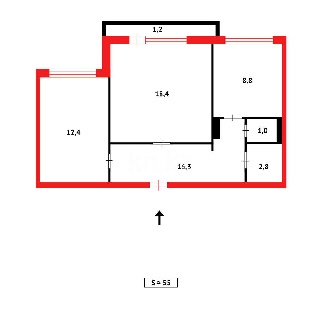Продажа 2-комнатной квартиры, 54 м², мкр-н Голубые Пруды в Караганде - фото 8