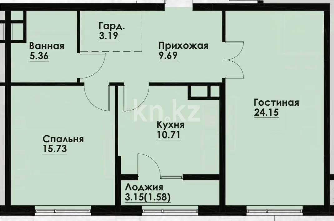 Продажа 2-комнатной квартиры, 70.77 м² в Алматы