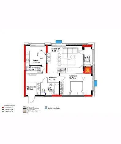 Продажа 2-комнатной квартиры, 67.83 м² в Астане