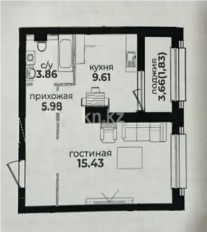 Продажа 1-комнатной квартиры, 36.71 м², ул. Байтурсынова, дом  32 - Продажа  однокомнатных квартир в новостройках Астаны фото 1 из 1