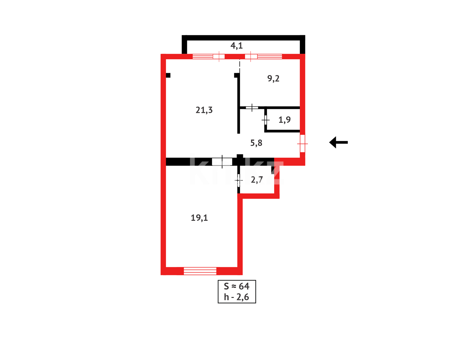 Продажа 2-комнатной квартиры, 64.1 м², ул. Майлина в Астане - фото 11