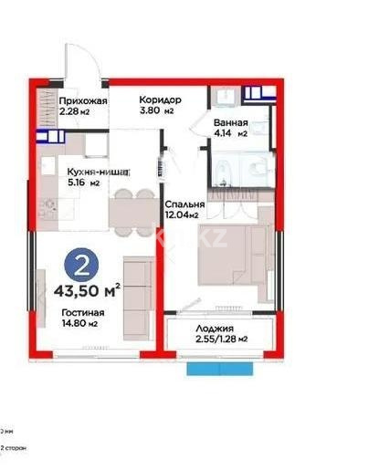 Продажа 2-комнатной квартиры, 43.5 м² - Продажа квартир в Алматы - страница 6 фото 1 из 1