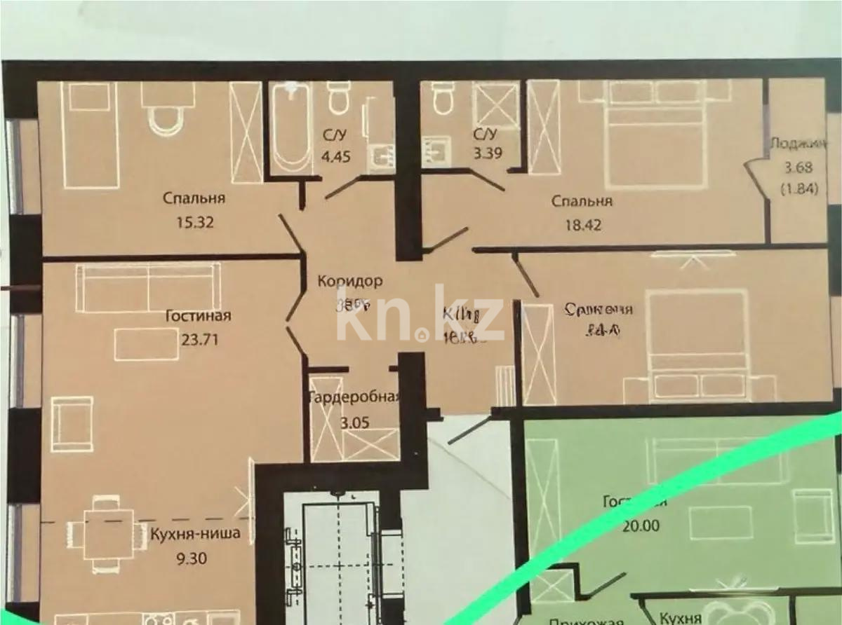 Продажа 4-комнатной квартиры, 109.87 м², ул. Е-34, дом  4 - Продажа квартир в новостройках Астаны без посредников с фото фото 1 из 1
