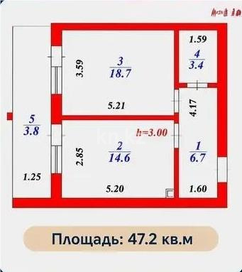 Продажа 1-комнатной квартиры, 47.2 м² в Астане