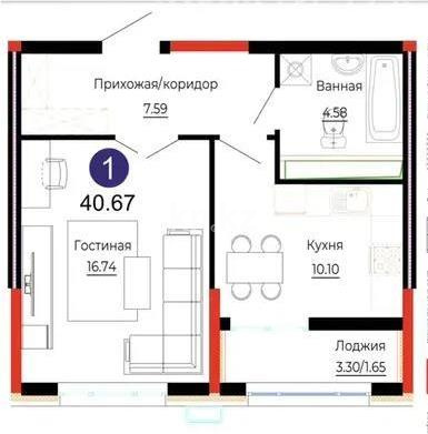 Продажа 1-комнатной квартиры, 40.67 м², ул. Е-882, дом  7 - Продажа квартир в Астане без посредников фото 1 из 1