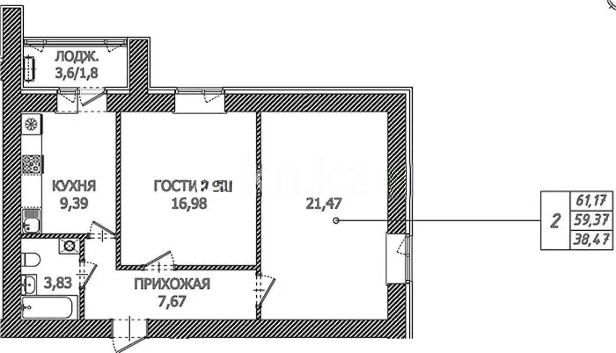 Продажа 2-комнатной квартиры, 62.5 м², ул. Айтматова, дом  45 стр - Продажа квартир в Астане без посредников с фото фото 1 из 1