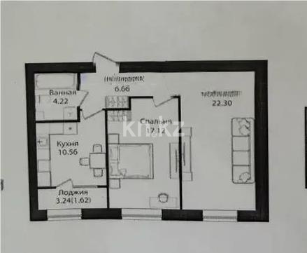 Продажа 2-комнатной квартиры, 62.48 м² в Астане