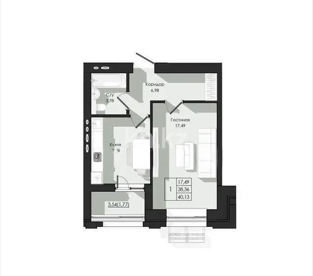 Продажа 1-комнатной квартиры, 40.13 м² - Продажа квартир в новостройках Астаны без посредников с фото - страница 6 фото 1 из 1