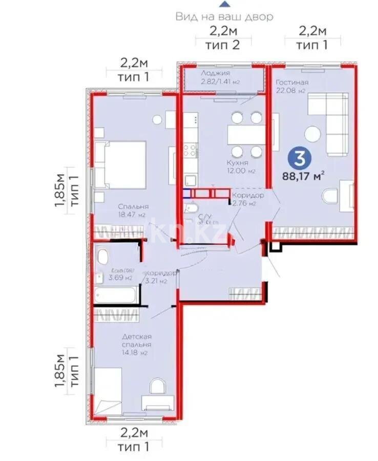 Продажа 3-комнатной квартиры, 88 м² в Астане - фото 4
