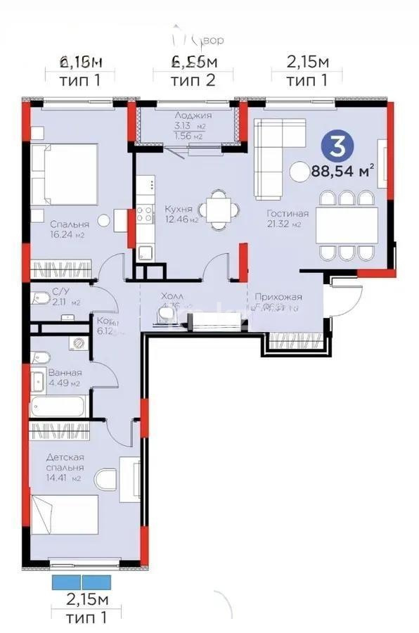 Продажа 3-комнатной квартиры, 88 м² - Продажа квартир в Астане - страница 14 фото 1 из 1