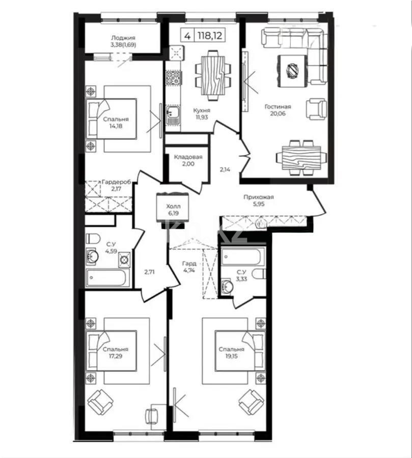 Продажа 4-комнатной квартиры, 118.12 м² - Недвижимость в Астане - страница 8 фото 1 из 1