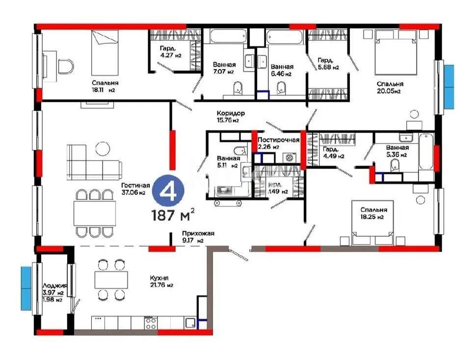 Продажа 4-комнатной квартиры, 186.7 м² - Продажа земельных участков в Павлодаре фото 1 из 1