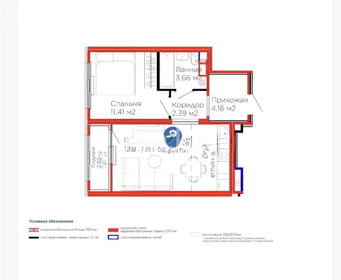 Продажа 2-комнатной квартиры, 42 м², пр. Улы Дала, дом  14 в Астане
