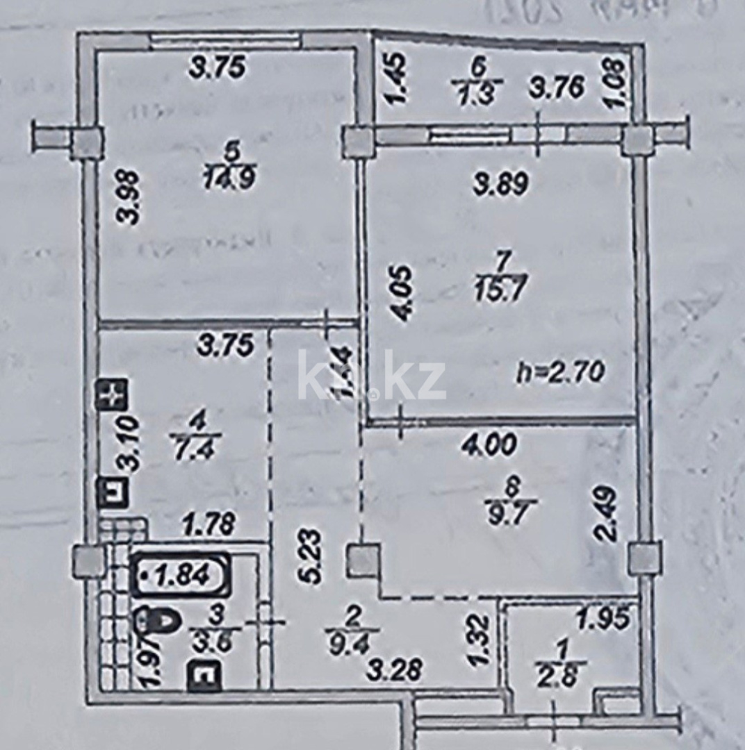 Продажа 2-комнатной квартиры, 65 м², ул. Толе би - Продажа  двухкомнатных квартир в Алматы фото 24 из 24