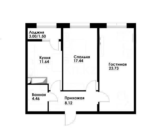 Продажа 2-комнатной квартиры, 66.89 м² в Алматы