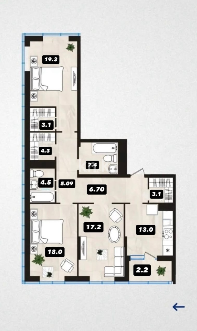 Продажа 3-комнатной квартиры, 110 м², Мангилик, дом  62 - Продажа  трехкомнатных квартир в новостройках Астаны фото 9 из 9