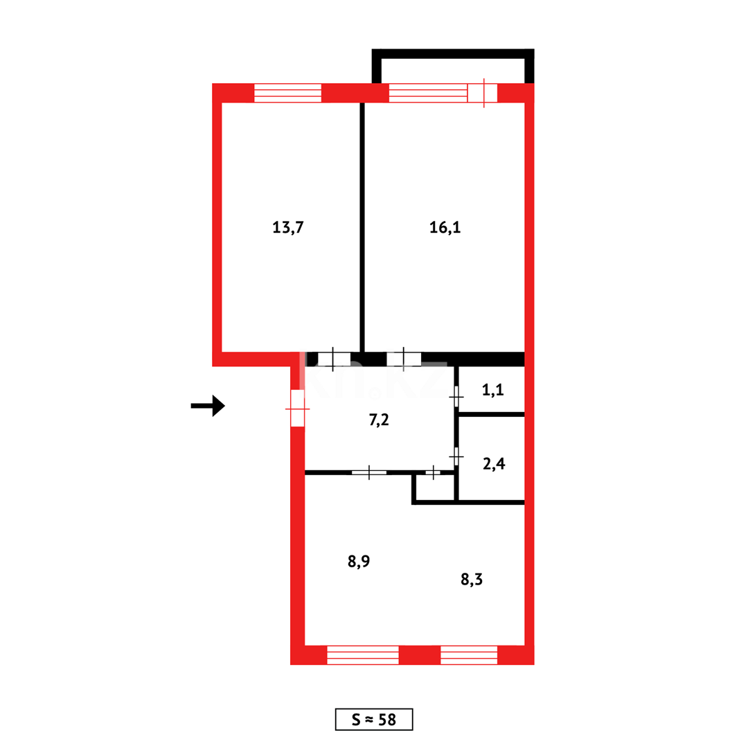 Продажа 3-комнатной квартиры, 58 м² - Продажа трехкомнатных квартир в Темиртау - страница 19 фото 12 из 12
