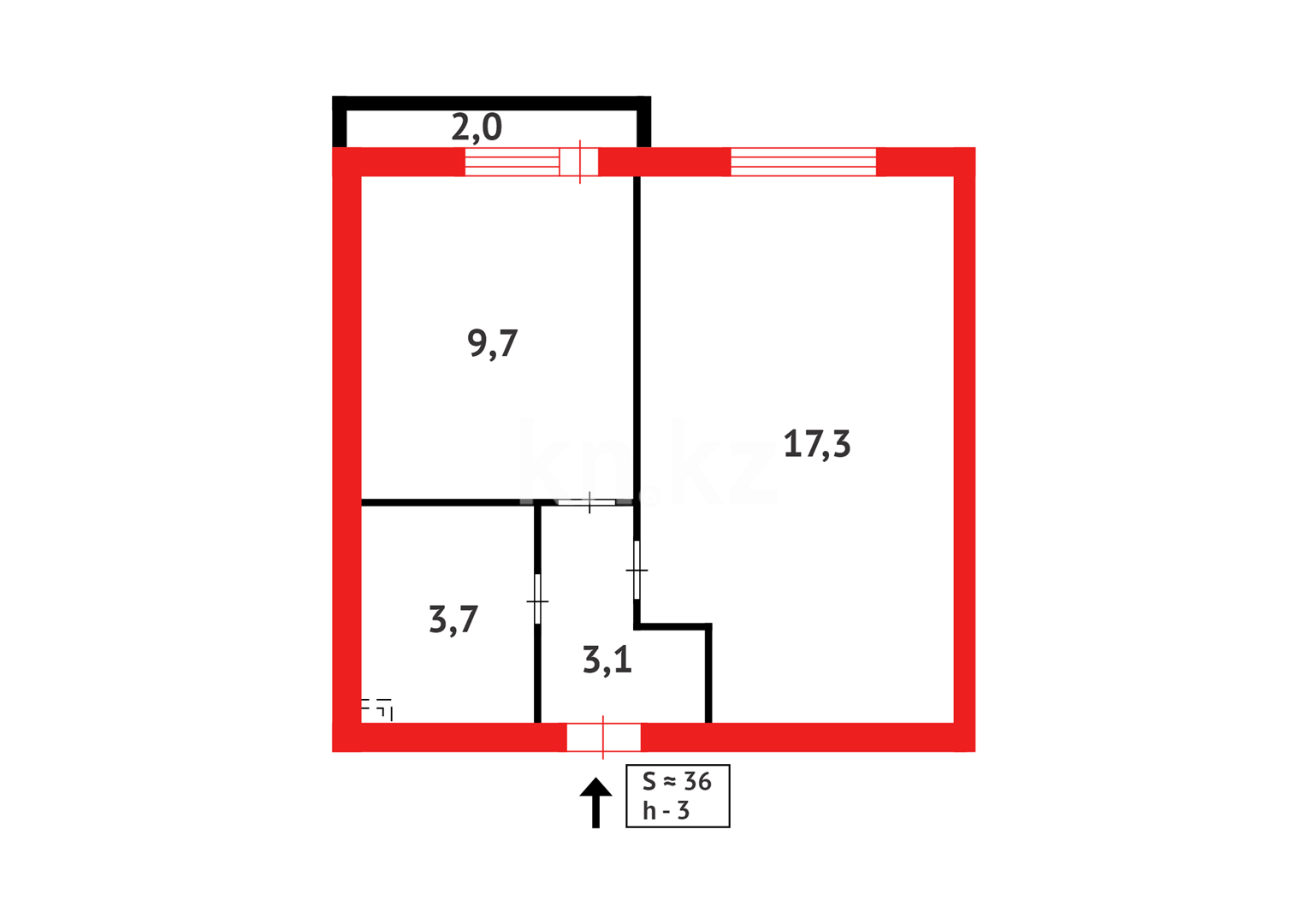 Продажа 1-комнатной квартиры, 36 м², ул. Айтматова - Продажа квартир в Актау фото 5 из 5