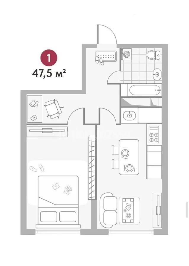 Продажа 2-комнатной квартиры, 47.4 м², ул. Момышулы, дом  100 стр - Продажа квартир в Алматы фото 1 из 1