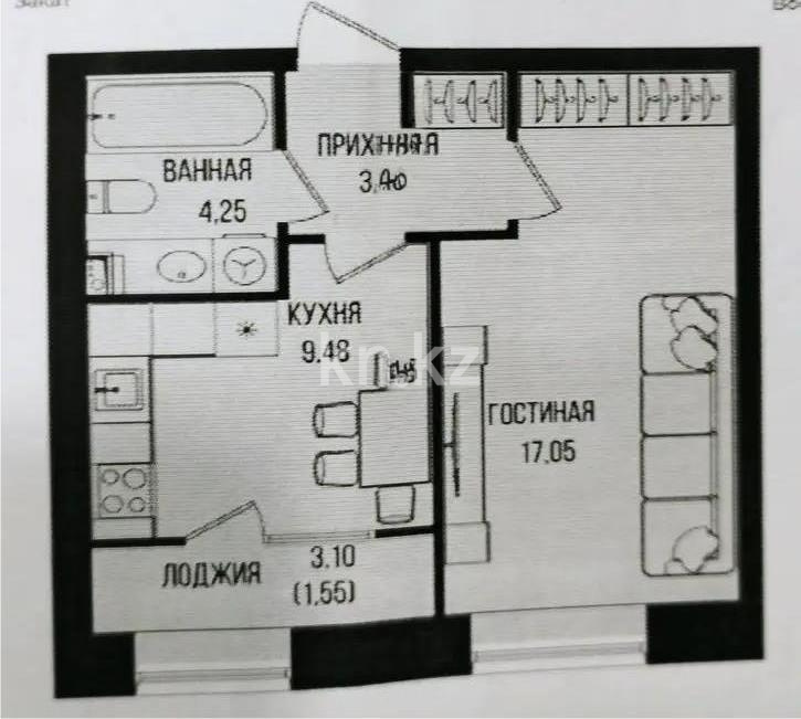 Продажа 1-комнатной квартиры, 36 м², ул. Серкебаева, дом  49 - Продажа квартир в Астане без посредников фото 1 из 1