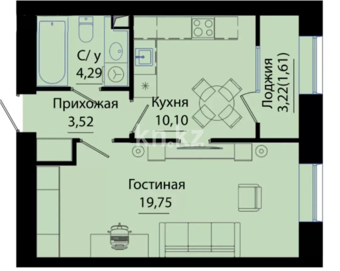 Продажа 1-комнатной квартиры, 44 м², ул. Е-15, дом  13/2 - Продажа  однокомнатных квартир в Астане без посредников с фото фото 7 из 7