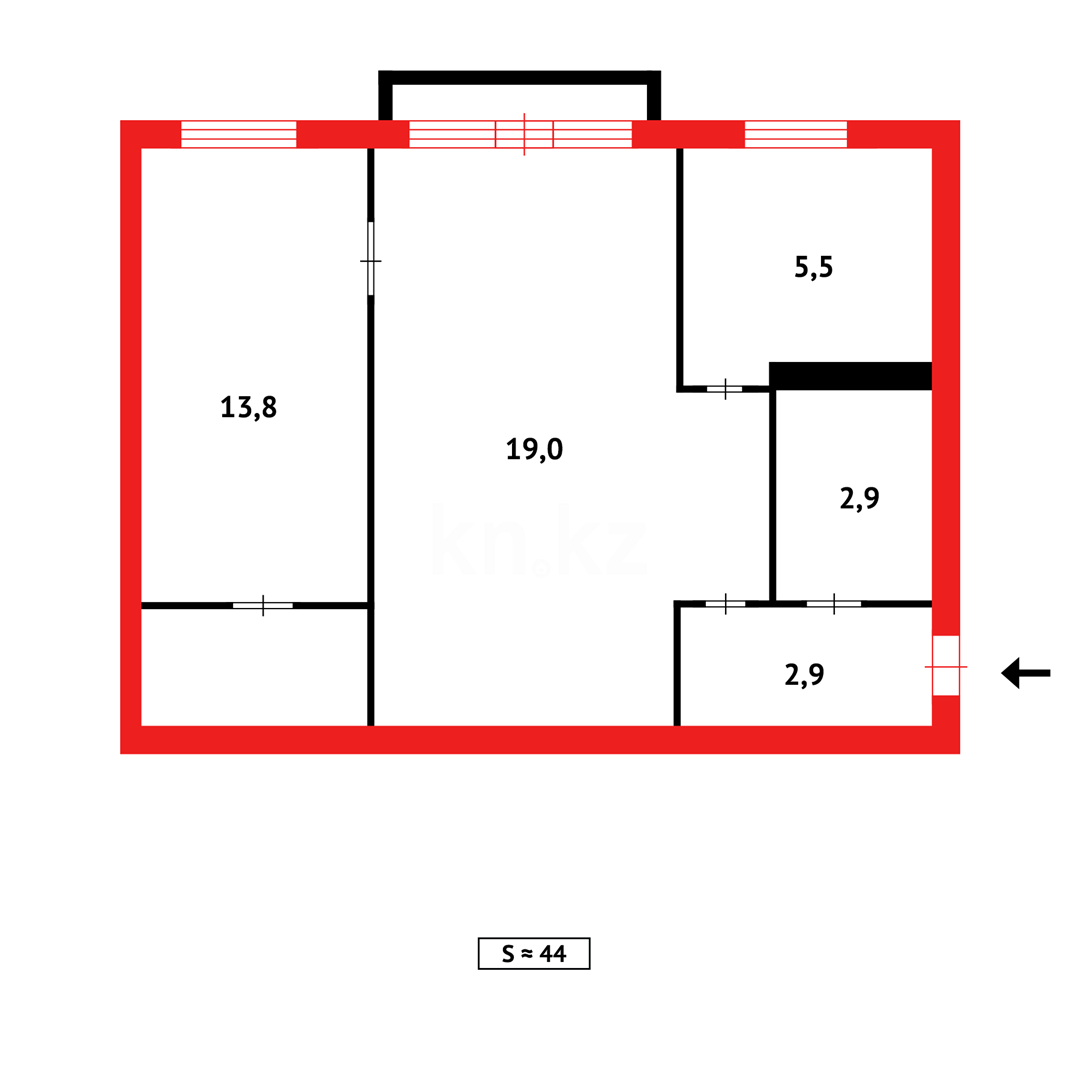 Продажа 2-комнатной квартиры, 44 м² в Темиртау - фото 8