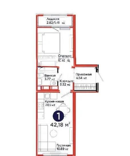 Продажа 1-комнатной квартиры, 42.18 м² в Астане