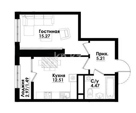 Продажа 1-комнатной квартиры, 39 м², ул. Симферопольская, дом  1/2 - Продажа квартир в Казахстане фото 1 из 1