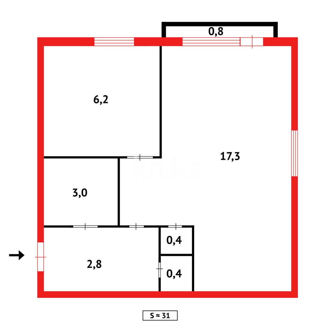 Продажа 1-комнатной квартиры, 31 м² - Недвижимость в Темиртау - страница 5 фото 7 из 7