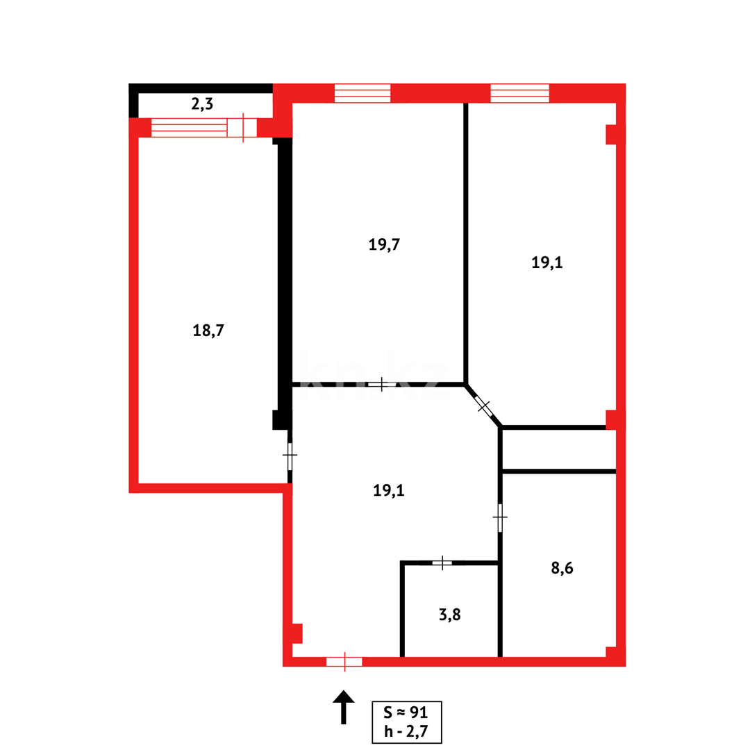 Продажа 2-комнатной квартиры, 91.3 м², ул. Кенесары в Астане - фото 10