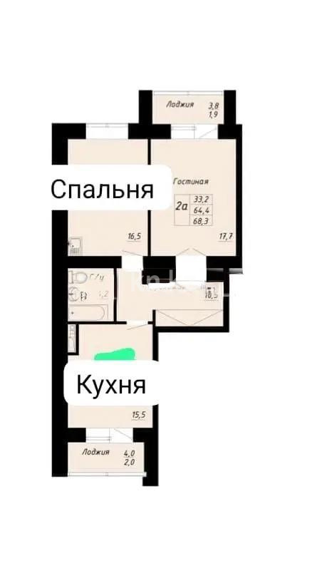 Продажа 2-комнатной квартиры, 68.3 м², ул. Айтматова, дом  53 в Астане