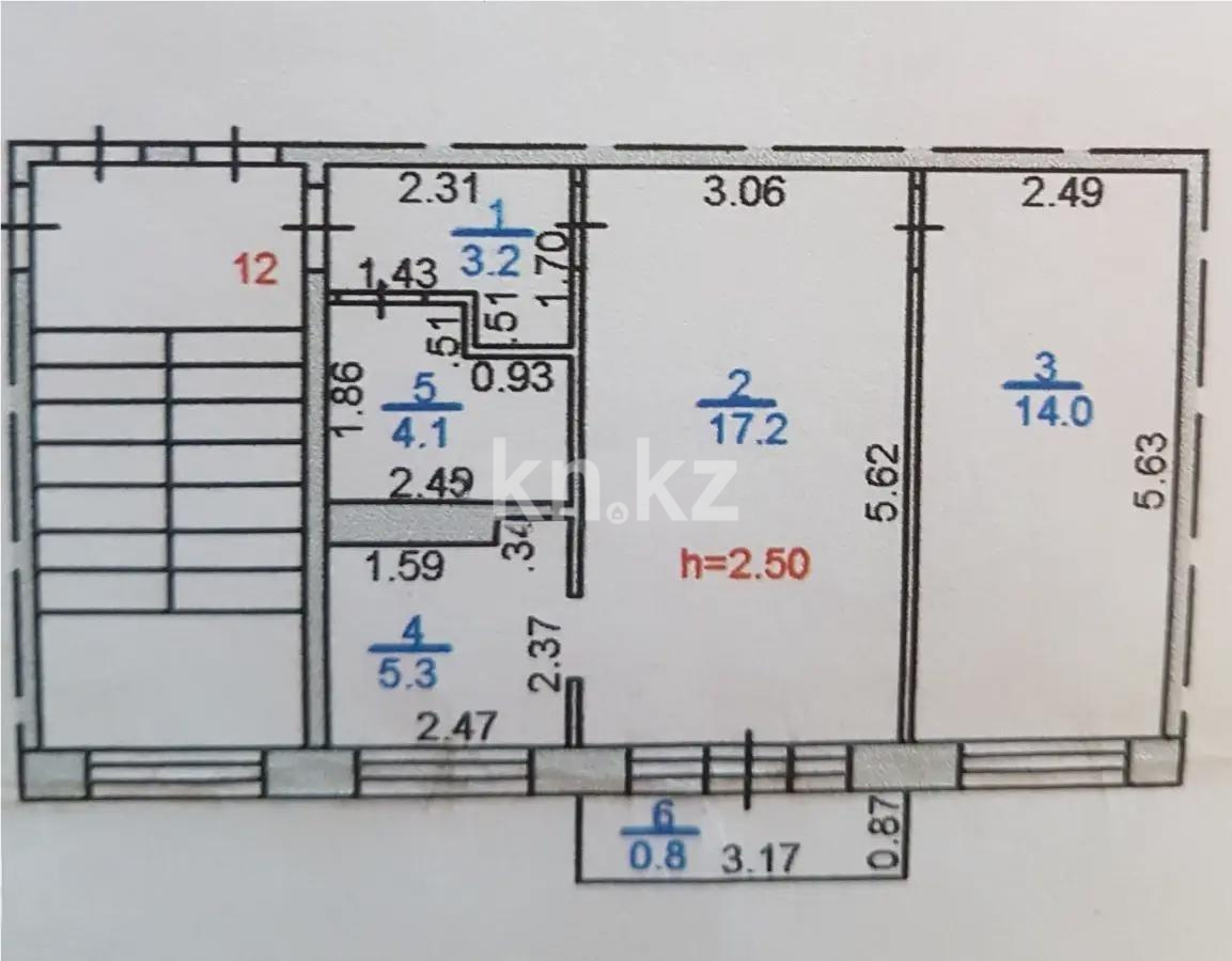 Продажа 2-комнатной квартиры, 44 м², ул. Гоголя, дом  53 - Продажа  двухкомнатных квартир в Караганде с фото фото 6 из 6