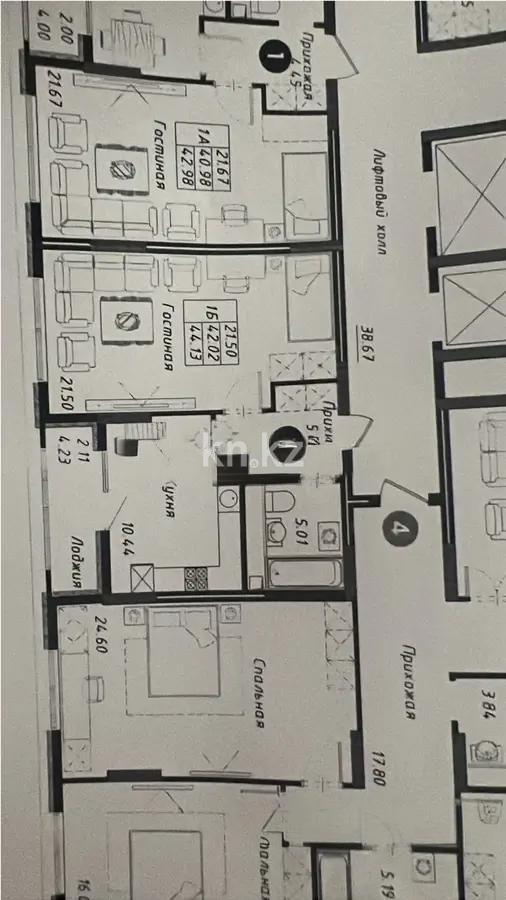 Продажа 1-комнатной квартиры, 44.13 м², ул. Байтурсынова, дом  16 стр - Продажа квартир в новостройках Астаны без посредников фото 1 из 1
